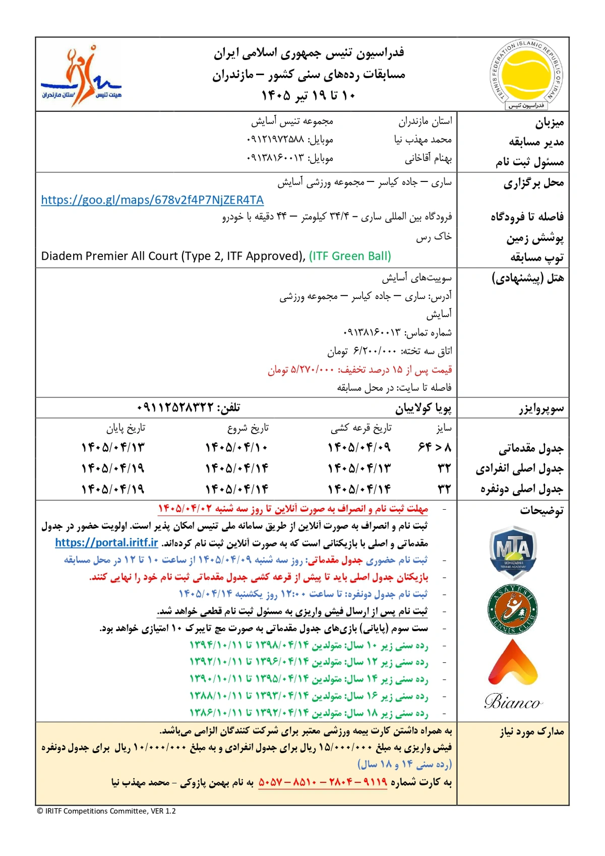 برگه اطلاعات آماری رقابت‌های پسران و دختران ورزشکار مازندران